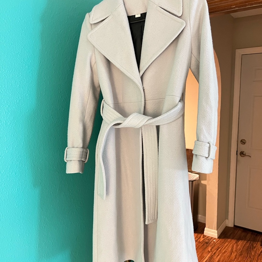 Elegant Light Gray Belted Coat